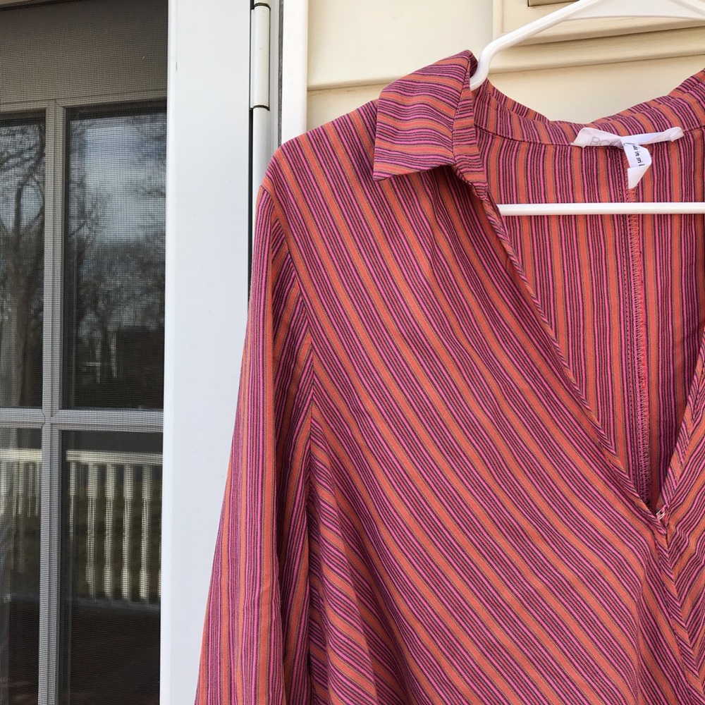 Bcbgeneration Deep V Striped Crossover Blouse - image 4